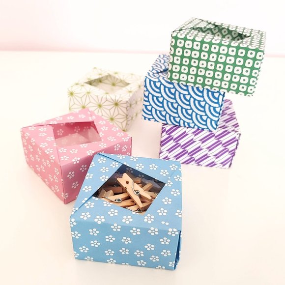 8 Pack Small Origami Boxes w/ Window | Gift Wrapping Ideas | Party Favors - Picture 1 of 7